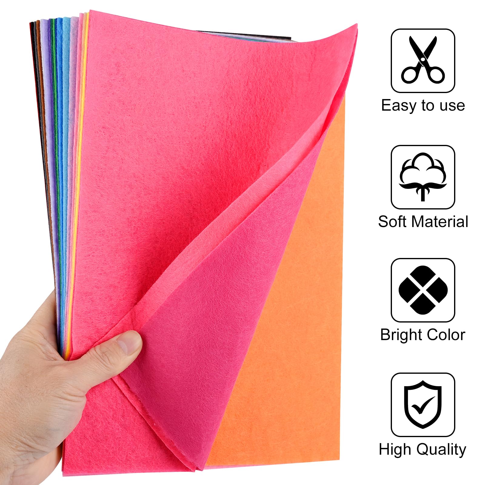 20 Pcs Soft Felt Fabric Sheet 8" x 12" Assorted Color Felt Fabric Sheets for Crafts DIY Handcraft Sewing Squares Patchwork Nonwoven