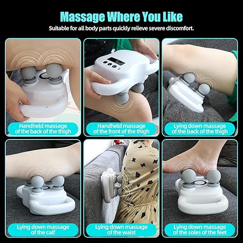 Miniatura 6 de Pistola de masaje de tejido profundo, pistola masajeadora de mano de 4 cabezas para espalda, hombros, piernas, cuello, masaje eléctrico de percusión