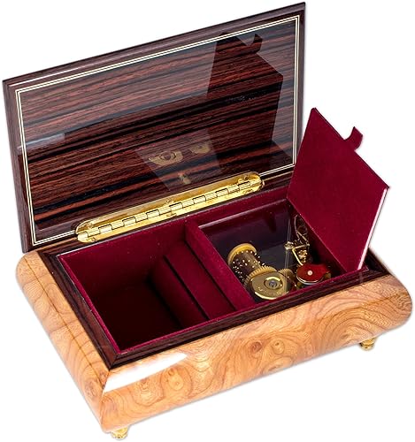 Miniatura 3 de Joyero musical italiano hecho a mano con incrustaciones de madera natural reproduce Canon en D