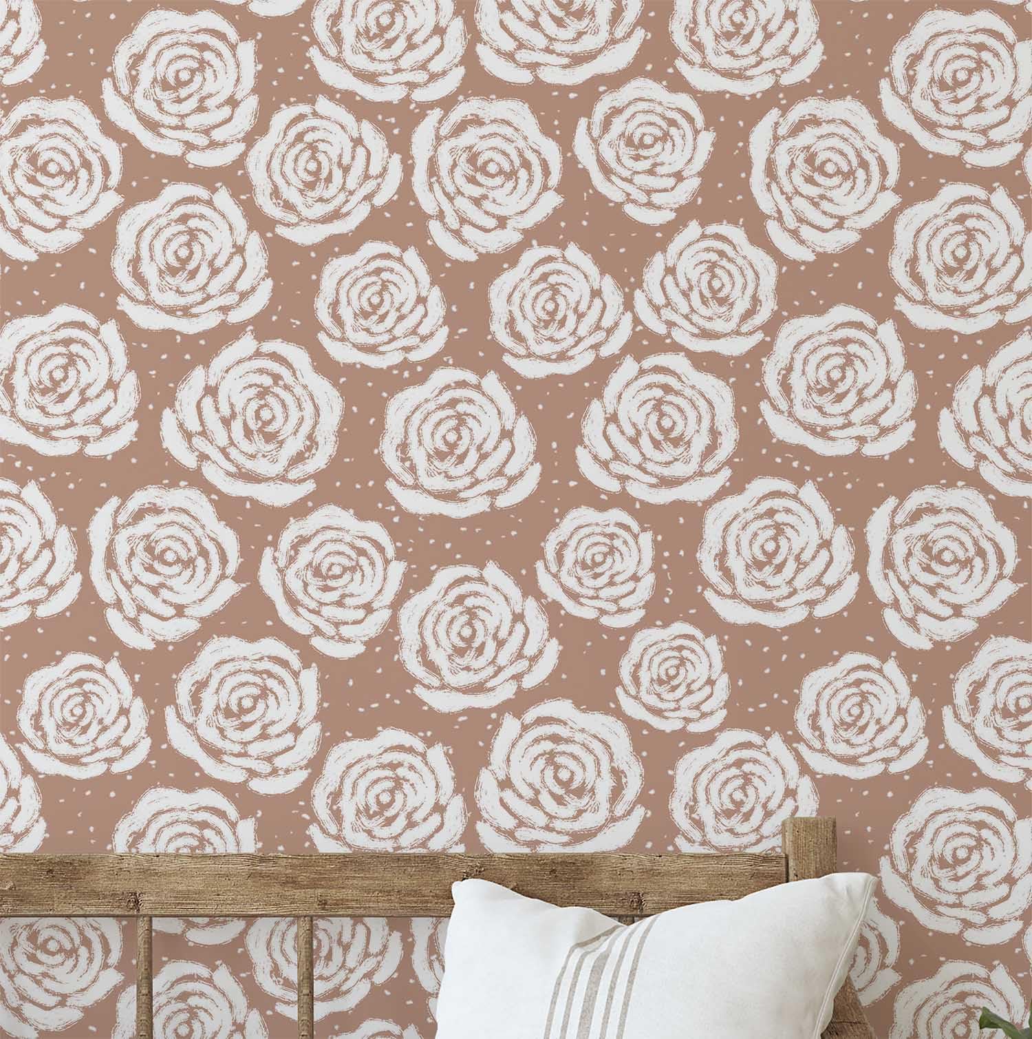 Papier peint vinyle autocollant marron 63,5 x 152 cm, design Rose Urban Chic Scribble moderne