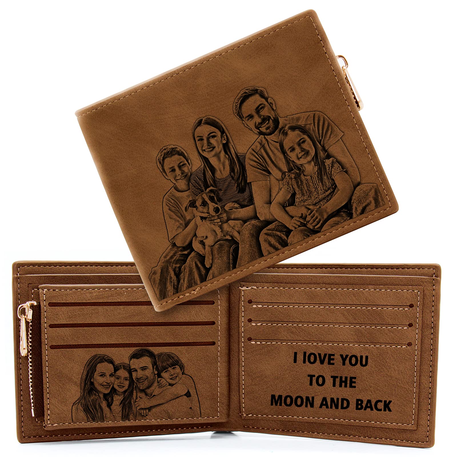 Personalized Wallets for Men,Custom Engraved Mens Photo Picture Wallet for Father,Husband,Son Boyfriend Gifts