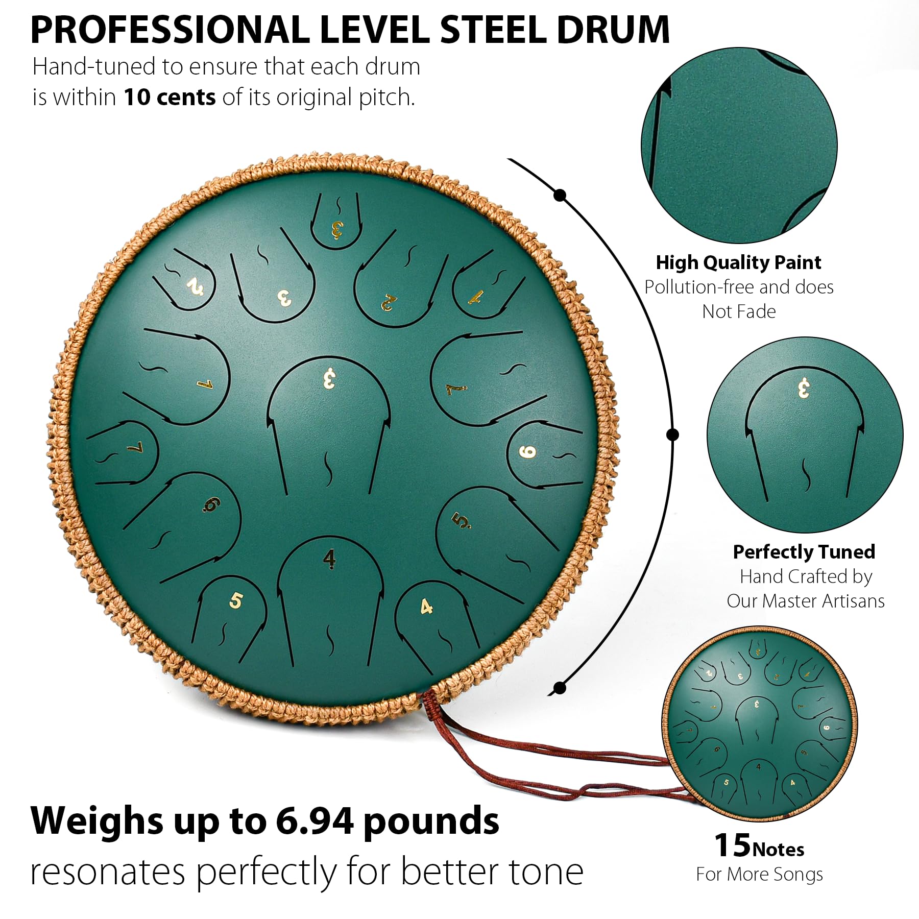 Amazon.com: Steel Tongue Drum - 14 Inch 15 Note Tongue Drum - Hand