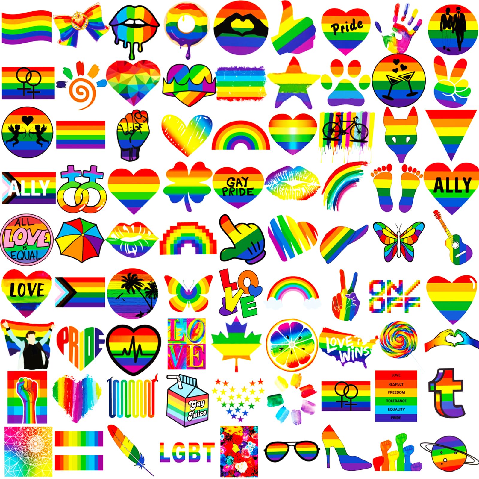Zomme 144 Pcs Pride Tattoos, LGBT Rainbow Temporary Tattoos, Pride Temporary Tattoos, Waterproof Rainbow Flag Tattoo Stickers for Pride Equality