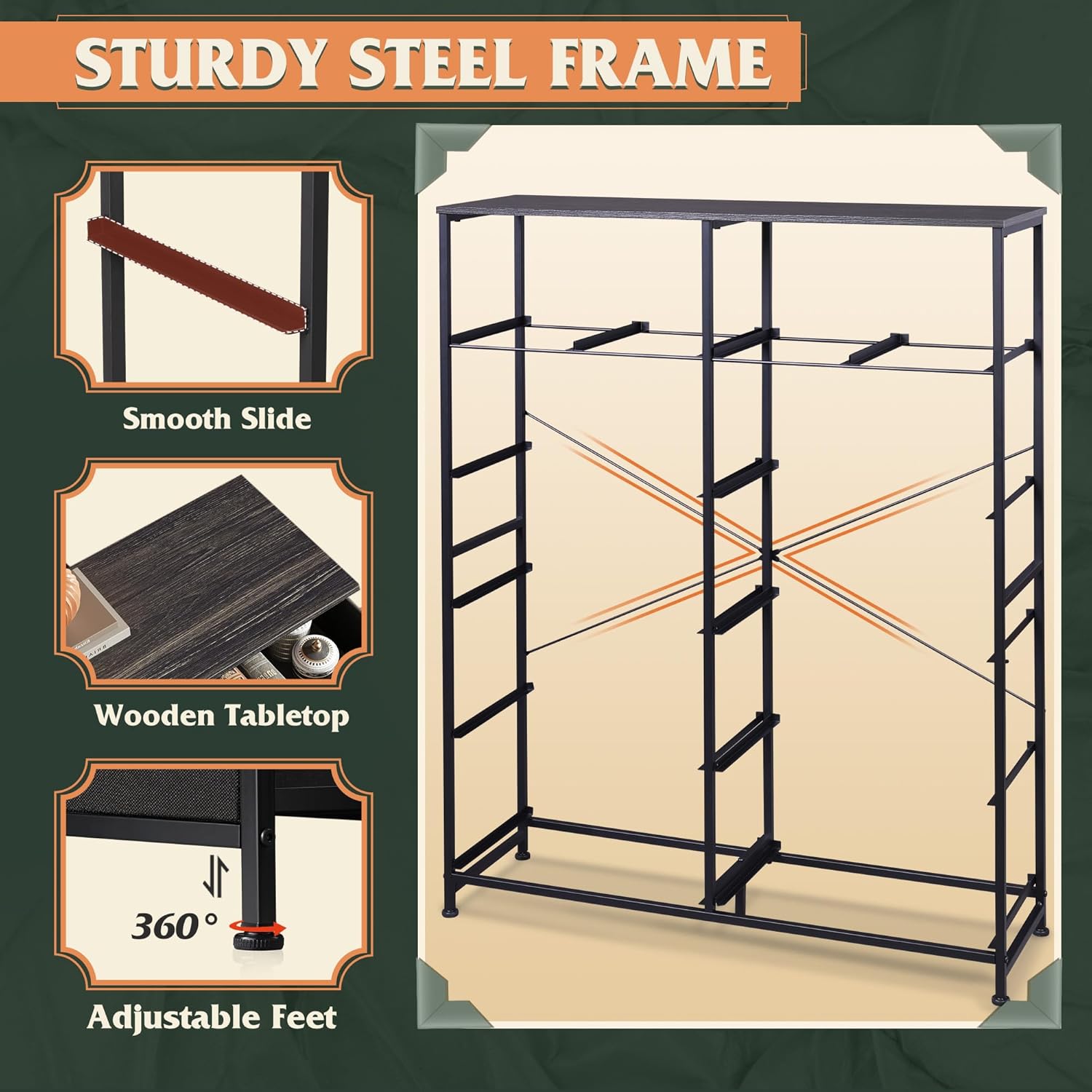 WLIVE Tall Dresser for Bedroom with 12 Drawers, Dressers & Chests of Drawers, Fabric Dresser for Closet, Living Room, Storage Dressers with Storage Drawers, Steel Frame, Wood Top, Charcoal Black - Image 7