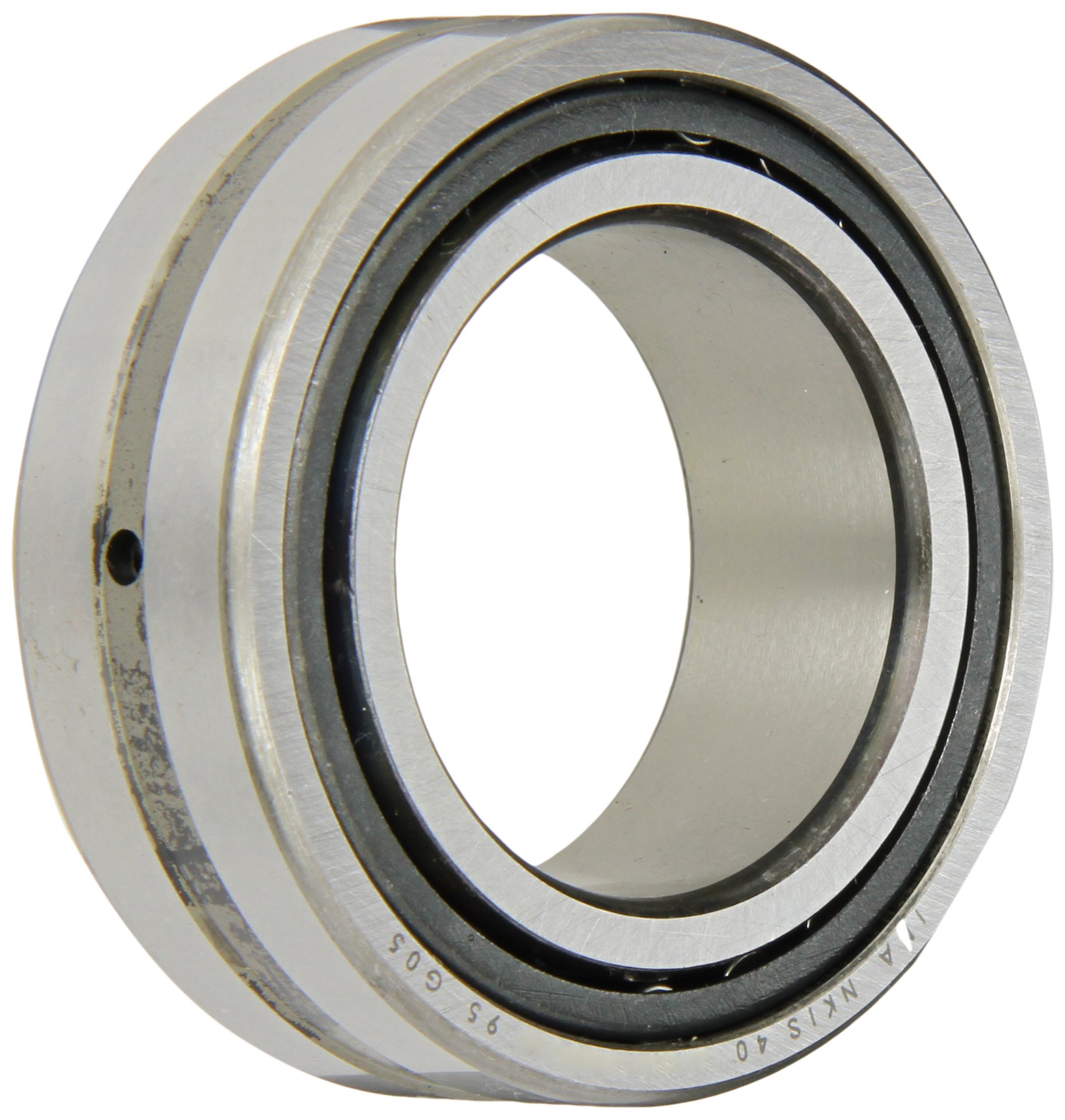 INA NKIS40 Needle Roller Bearing, With Inner Ring, Steel Cage, Open End, Oil Hole, Metric, 40mm ID, 65mm OD, 22mm Width, 9500rpm Maximum Rotational Speed