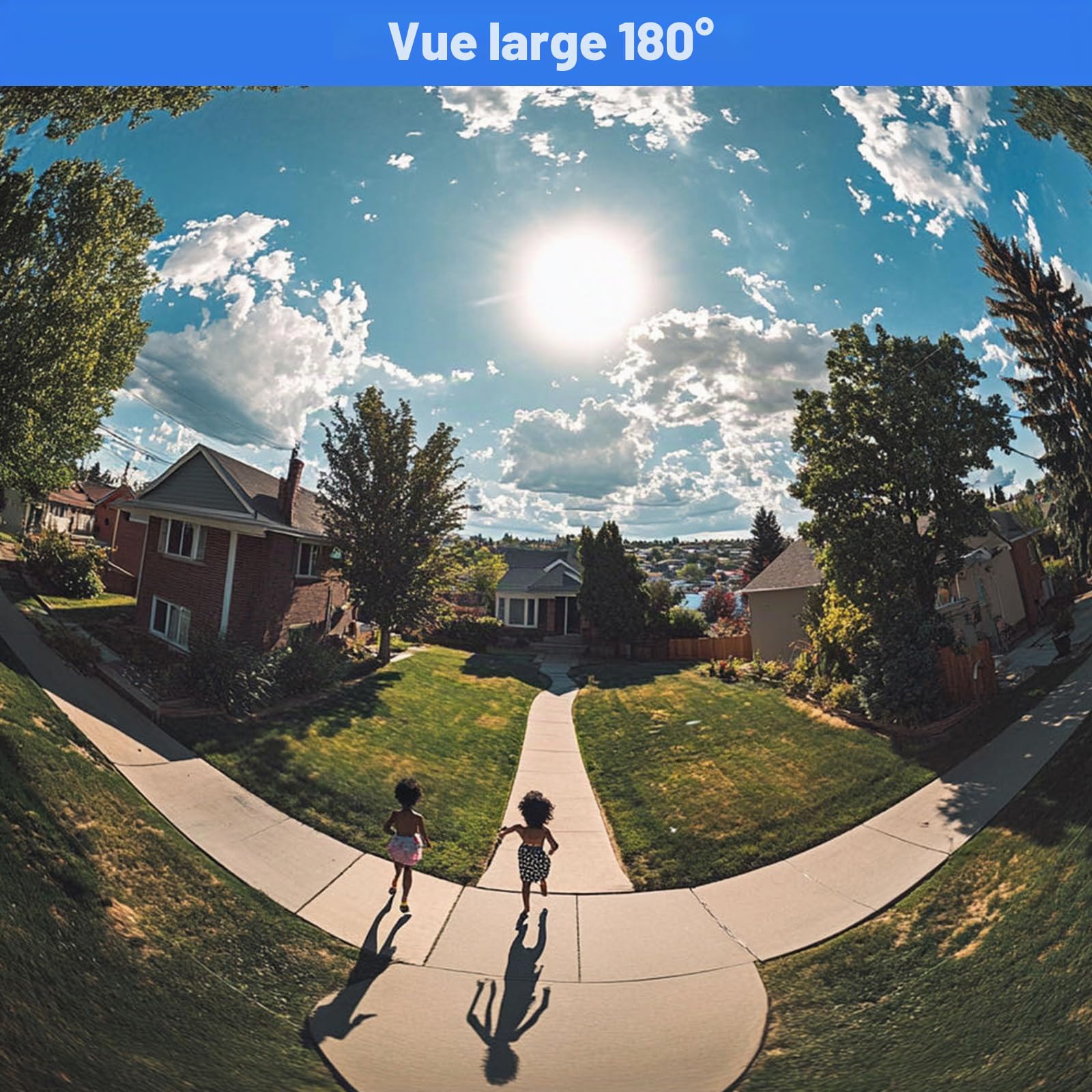 Grand Angle 180 degrés Caméra de sécurité Exterieur 1080p, Caméra analogique HDCVI/HDTVI/AHD/960H, Boîtier en métal IP66, Vision Nocturne de 10 mètres, Format vidéo PAL, D2W, Blanc