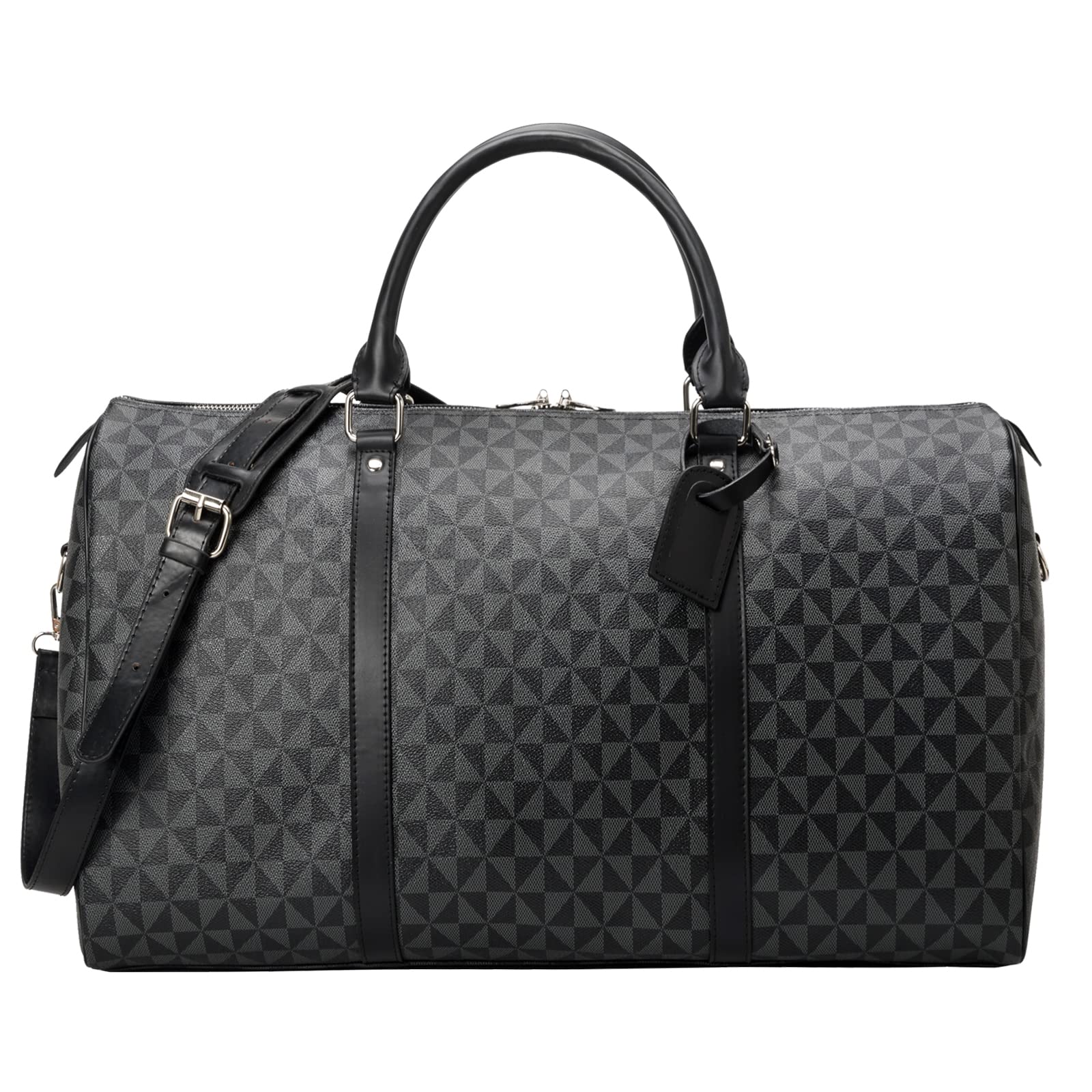 Large capacity Lightweight Weekender Bag Travel Duffel Bag for Women Men Overnight with Toiletry Bag Traveling Handbag for Gym Holiday (Black)