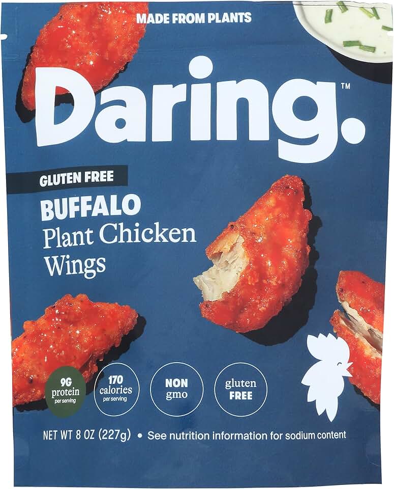DARING Foods, Frozen, Chicken Wings Plant Based Buffalo, 8 Ounce