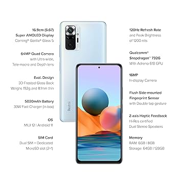 Redmi Note 10 Pro (Glacial Blue, 6GB RAM, 128GB Storage