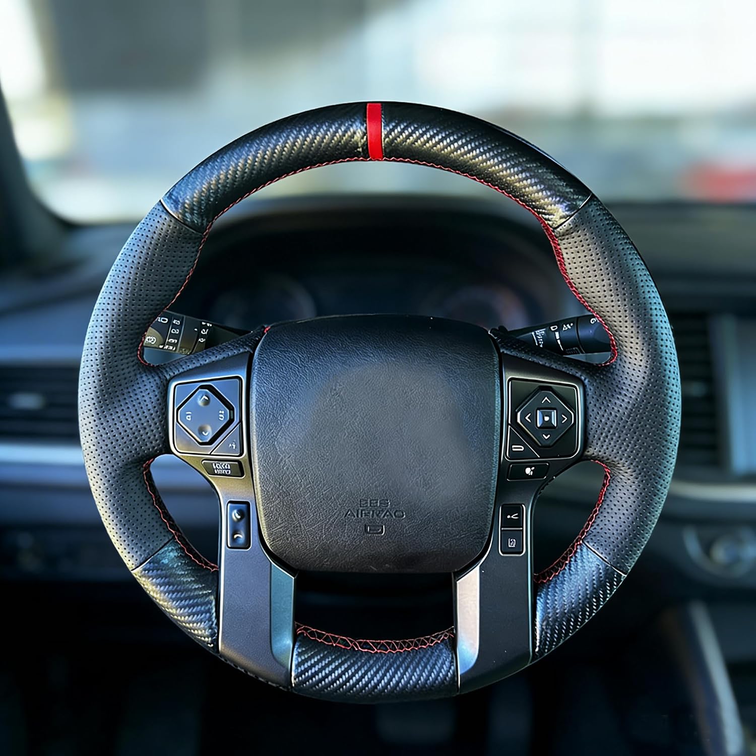 OEM Steering Wheel Cover for Toyota Tacoma 2012-2023,Tundra 2014-2021,Sequoia 2014-2022,4Runner 2010-2012 2013 2014 2015 2016 2017 2018 2019 2020 2021 2022 2023 2024 Carbon Fiber Accessories