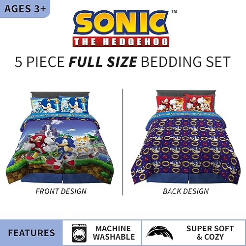 Miniatura 3 de Franco Sonic The Hedgehog - Juego de ropa de cama y cortinas | Añade estilo de alta velocidad a la habitación de tu hijo