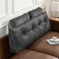 Vista 7 de Z-hom Almohada de cuña grande para cabecero triangular, almohada de lectura con una almohada enrollable para cama, sentado, dormir, cojín de Gris