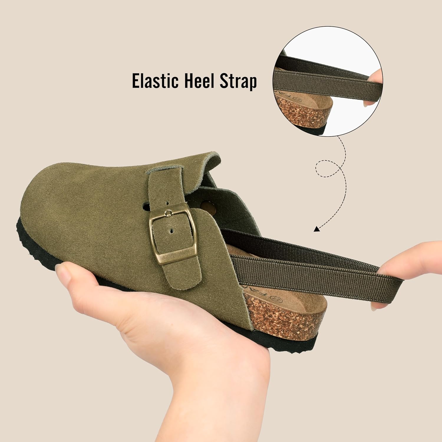 FANTURE Kids Suede Clogs Toddler Clogs Boys Girls Cork Footbed Sandals Adjustable Buckle Mules Kid Slippers Flat Shoes - Image 6