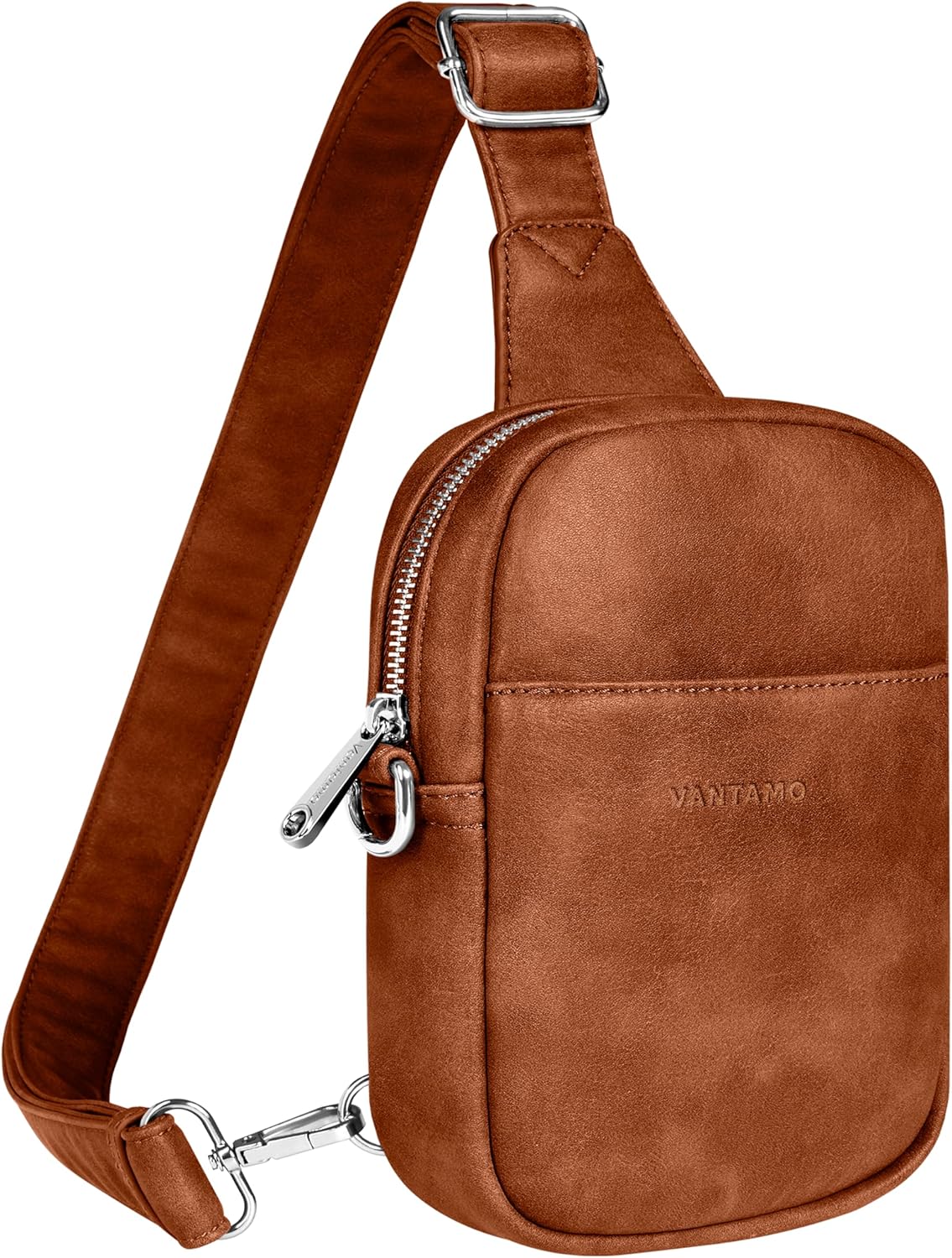 Vantamo Sling Bag for Women Adjustable Strap, RFID & Anti-Pickpocket Clip Cross Body Bags for Women, PU Leather Pack