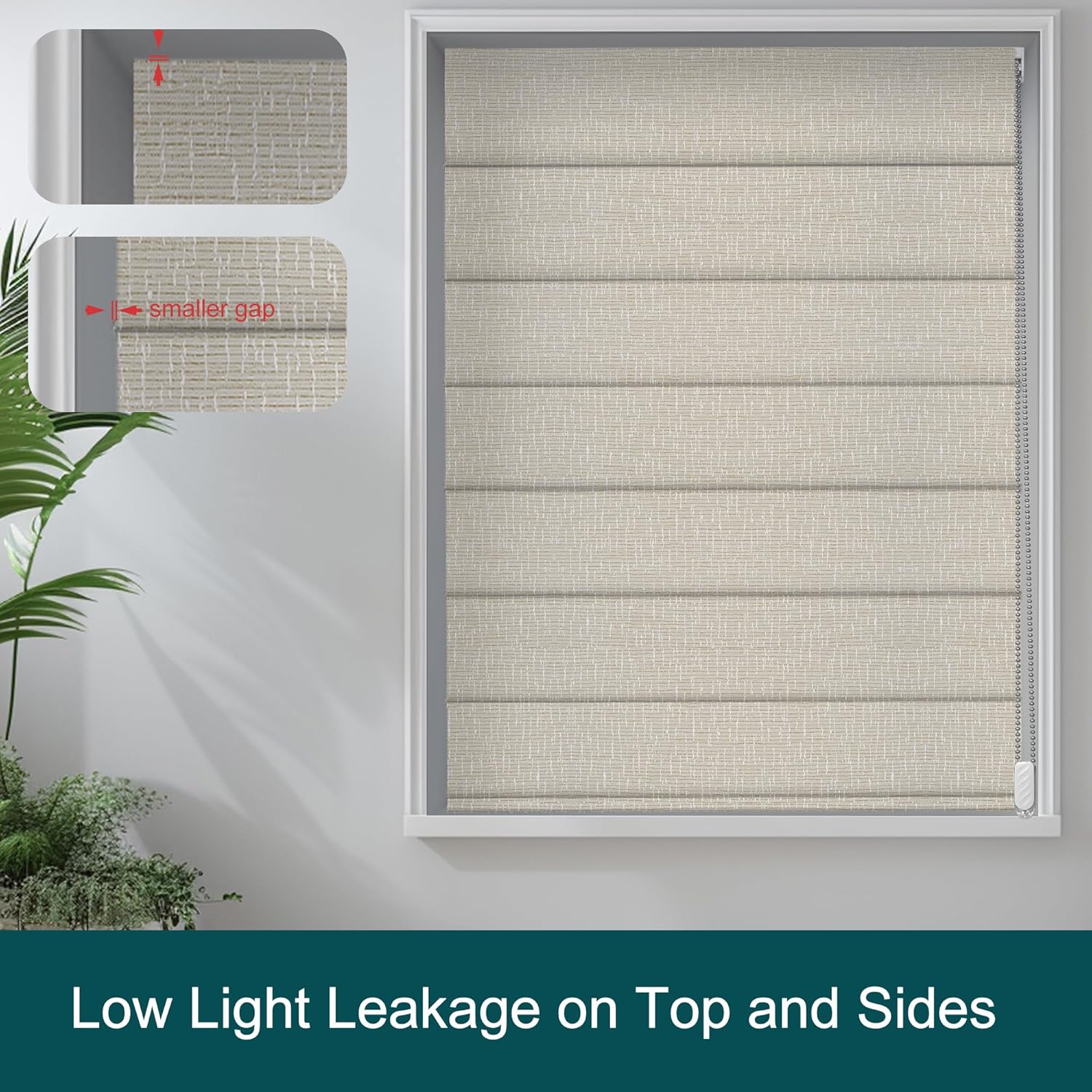 BERISSA Blackout Roman Shades for Windows,Linen Roman Blinds, Thermal Insulated Room Darkening Window Shades for Home Living Room Bedroom, Marble Ivory, 72" W x 48" H