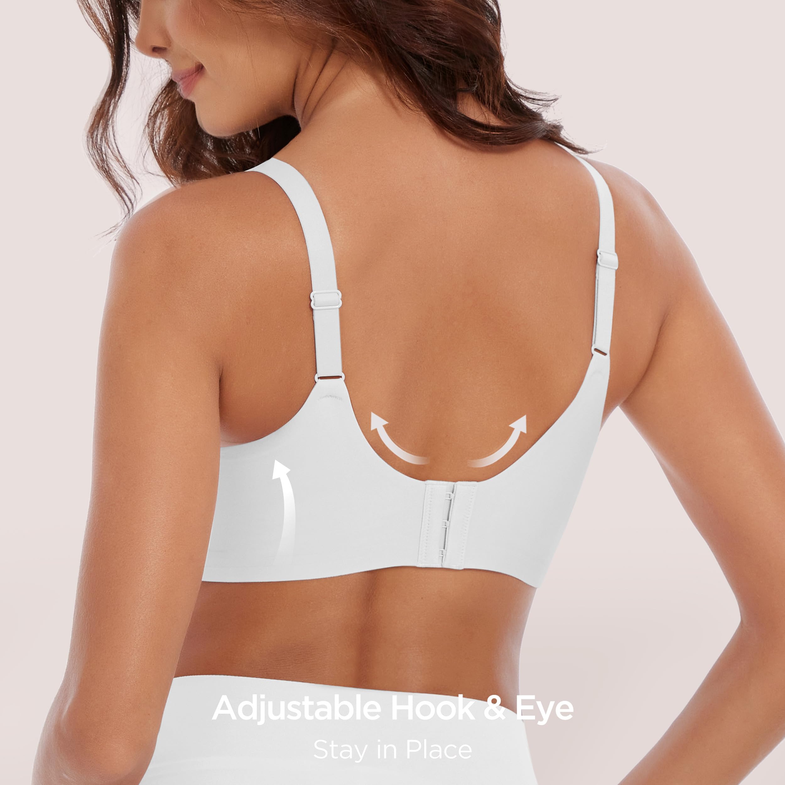 HBselect Reggiseno Senza Ferretto V Collo Morbido e Traspirante Comfy | Seamless Push Up Imbottito Morbido Bra Senza Cuciture con Jelly Strip T-Shirt Bralette con Estensione