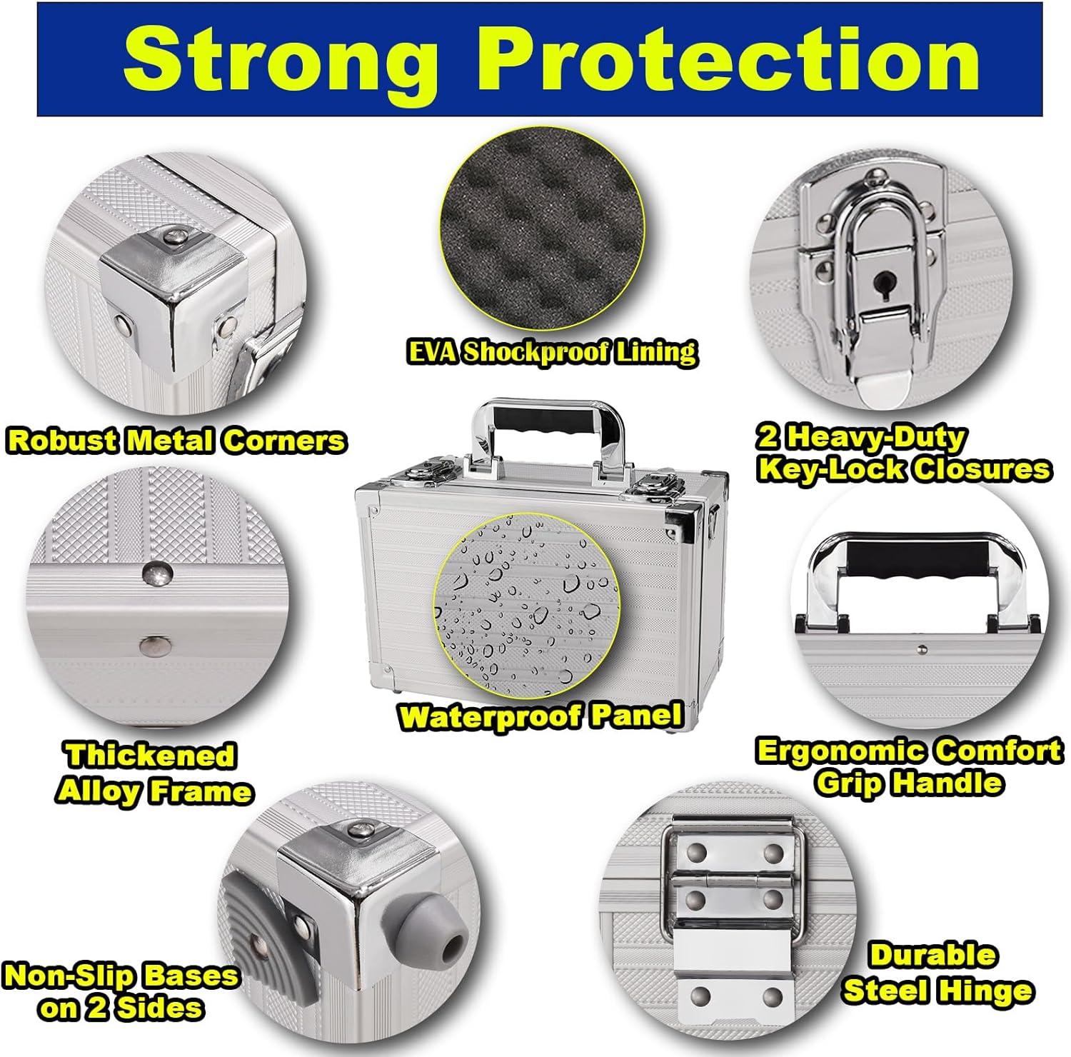 Lockable Portable Card Storage Box with Key Lock with Handle and Shoulder Strap for Toploader,Graded Card, Sports Collection,Storage and Trading