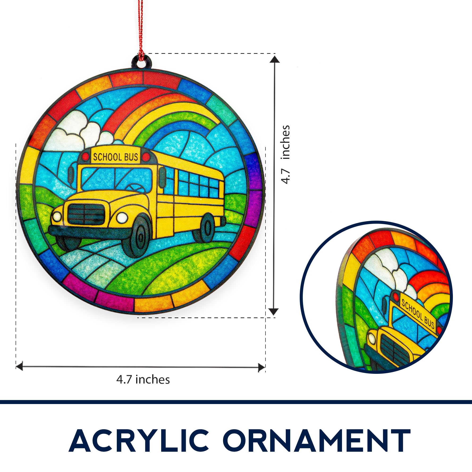 Bus Driver Gifts, Bus Driver Appreciation Gifts, School Drivers Appreciation Gift for Men, Women, Thank You Gift for School Bus Driver, Acrylic Suncatcher Effect Christmas Ornaments