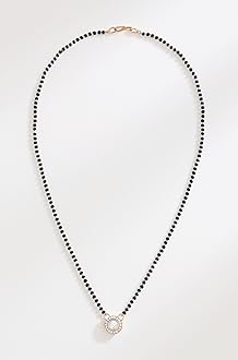 ZAVERI PEARLS Rose Gold Austrian Diamonds & Artificial Beads Embellished Mangalsutra For Women-ZPFK16908