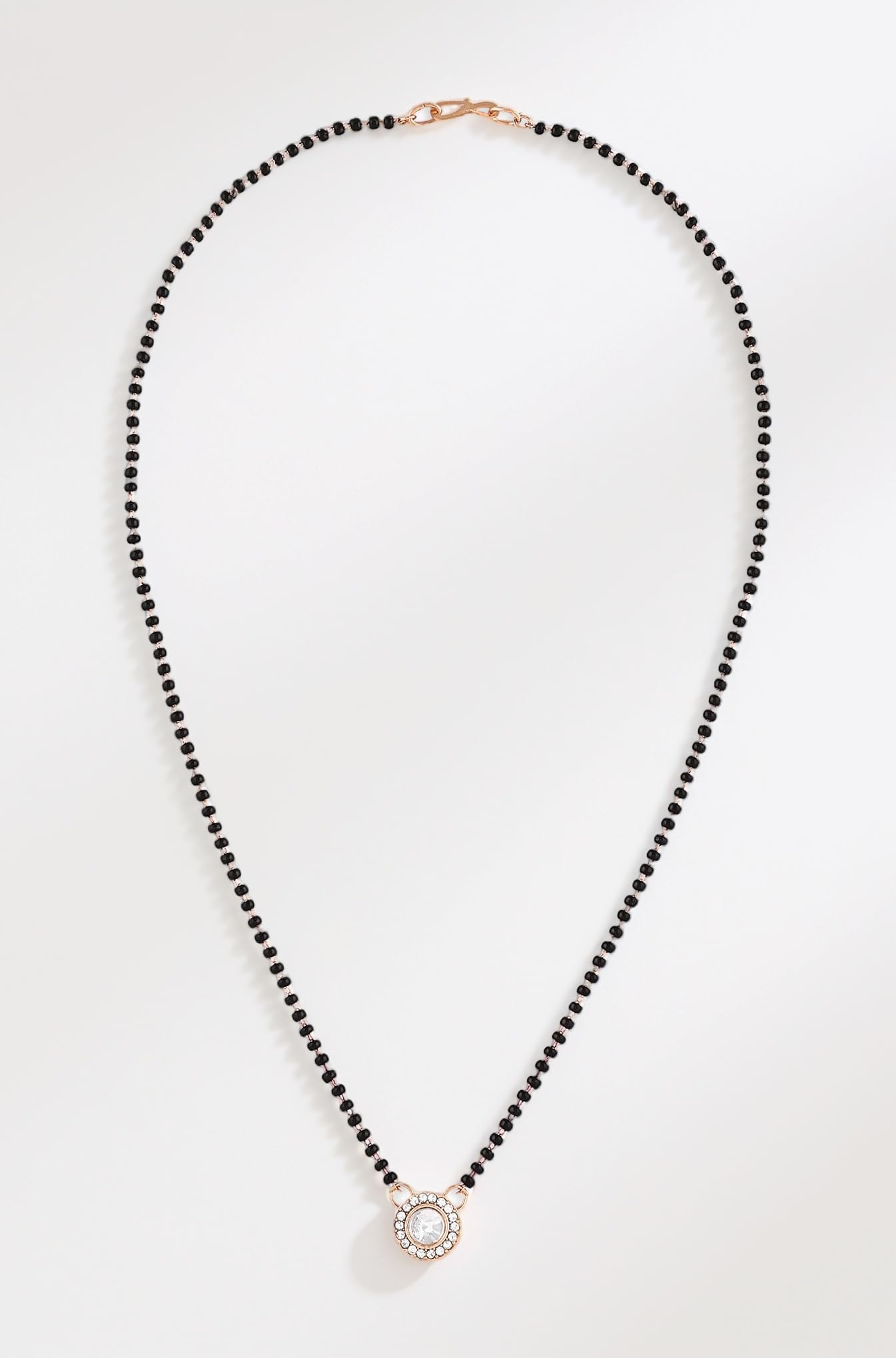 Rose Gold Austrian Diamonds & Artificial Beads Embellished Mangalsutra For Women-ZPFK16908