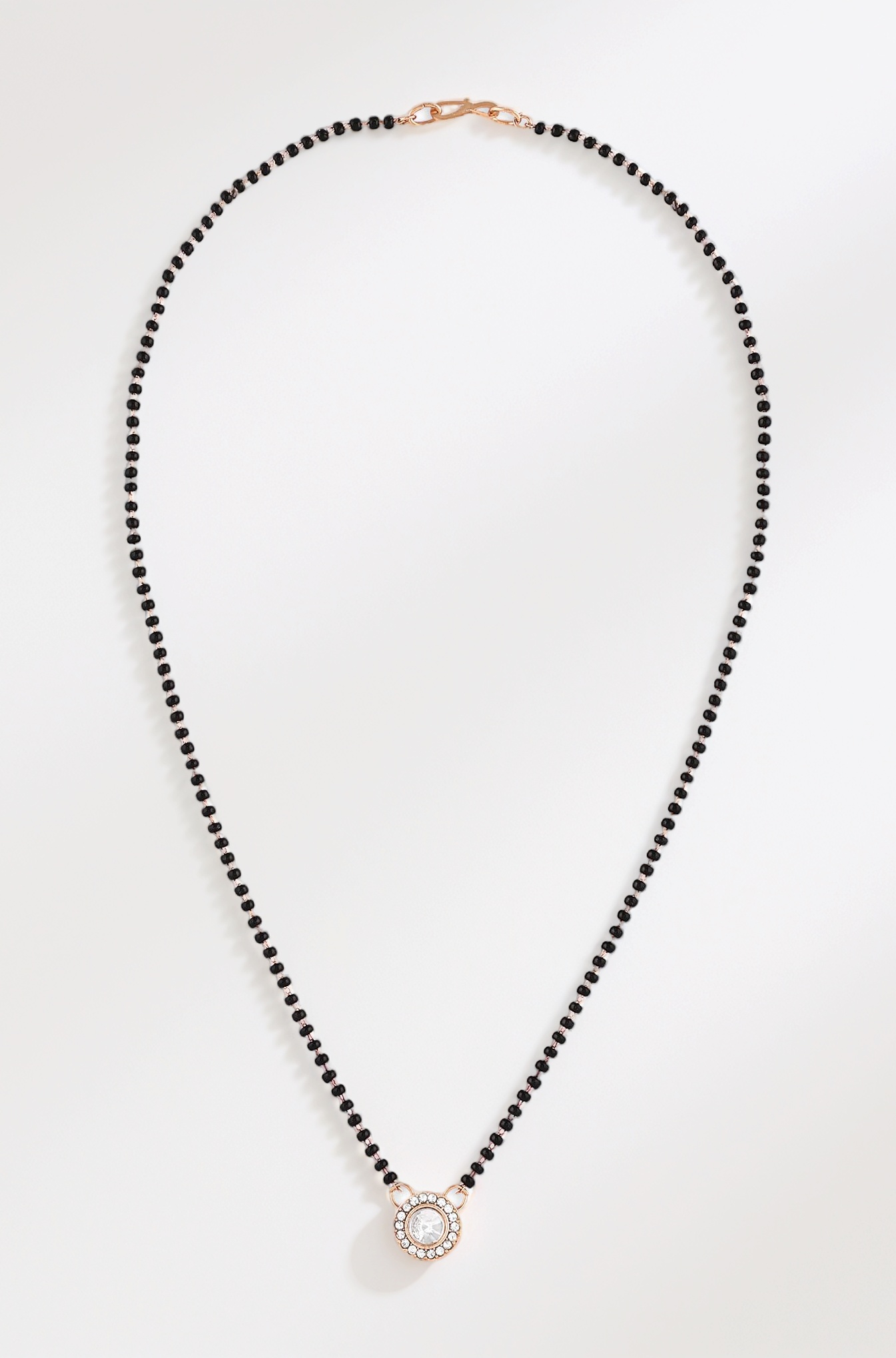 ZAVERI PEARLS Rose Gold Austrian Diamonds & Artificial Beads Embellished Mangalsutra For Women-ZPFK16908