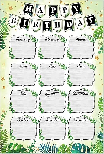 WhatSign Tabla de cumpleaños de estilo bohemio para el aula, póster de feliz cumpleaños, calendario de cumpleaños para pared, reutilizable, tablón