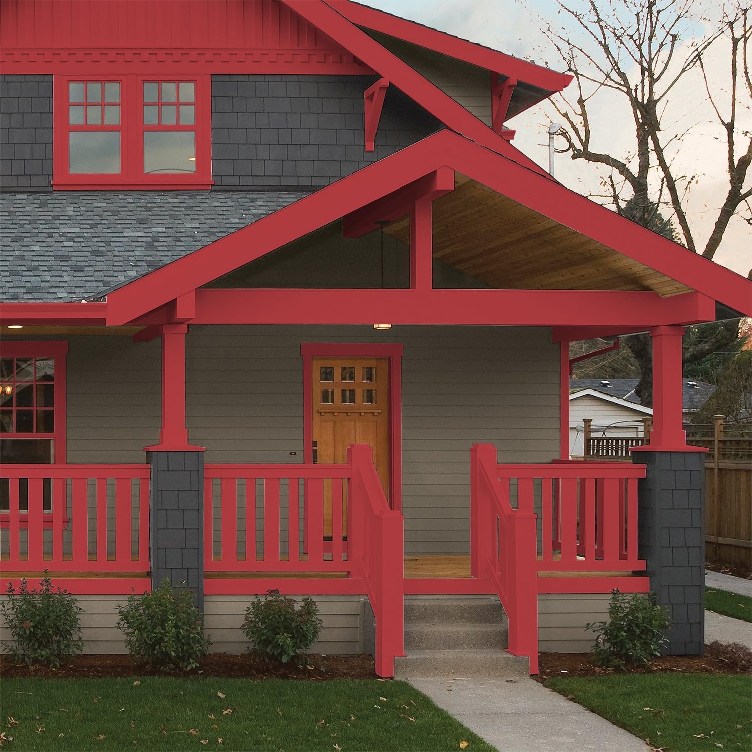 Glidden Total 1 gal. Red Gumball/Red Semi-Gloss Exterior Paint with Primer