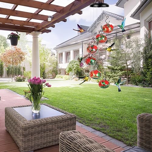Miniatura 4 de Headak Life Encantadoras campanillas de viento para colibríes para colgar al aire libre, a prueba de hormigas y abejas, nunca gotean, decoración de