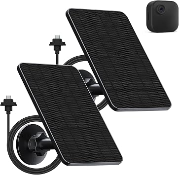 Solar Panel for Blink Camera Outdoor,Outdoor Security Camera Solar Panel Compatible with Blink Outdoor 2K+/44th Gen,Waterproof Rubber Plug,13ft Cable,Adjustable MountCamera Not Included2 Pack