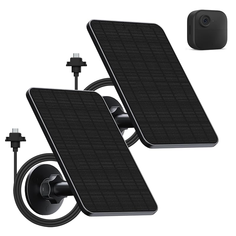 Kit com 2 Painéis Solares Rhorawill 4 W para Câmera Blink Outdoor 4, 5 V, Conector Type-C, Suporte 360° e Cabo de 4 m