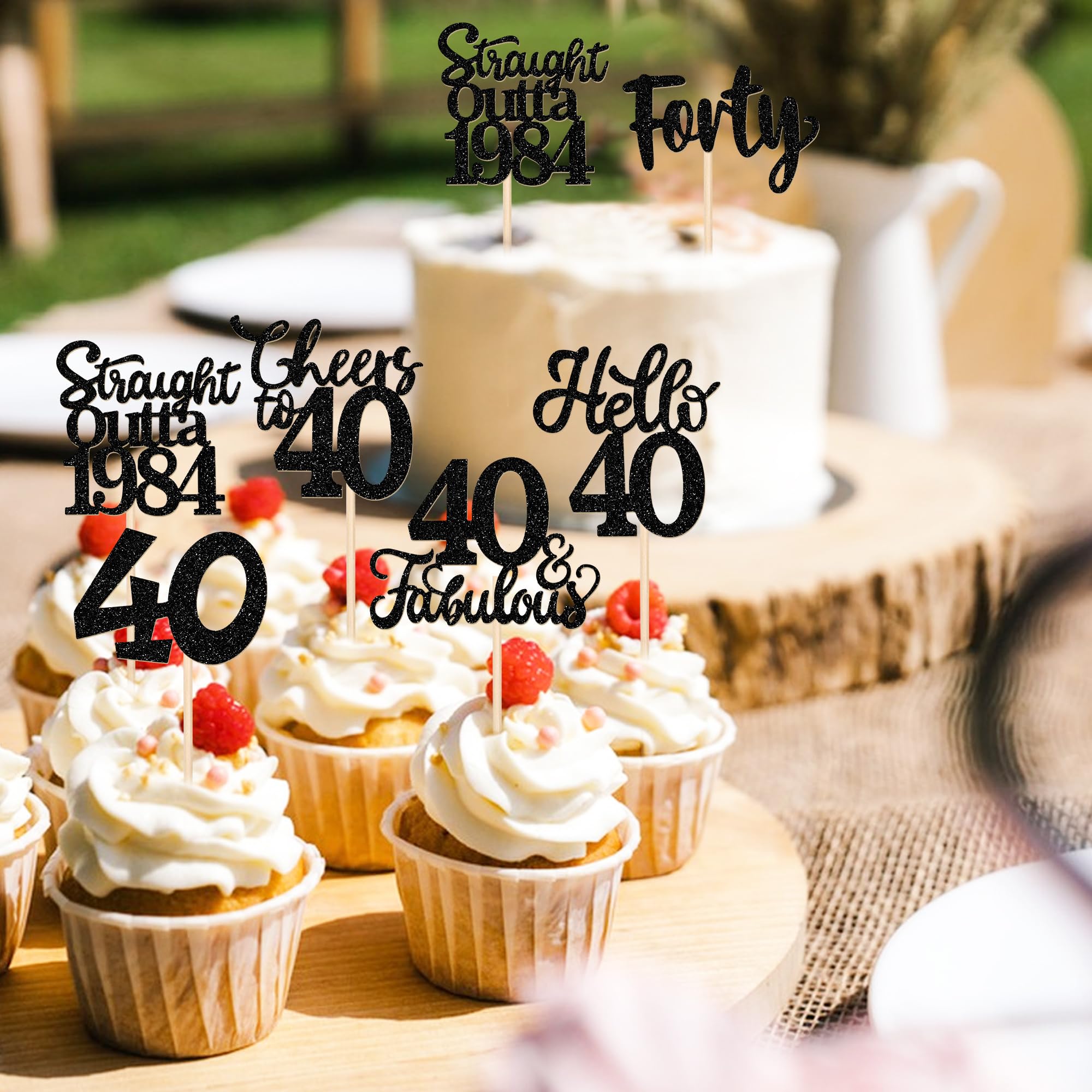 30 Cupcake-Topper Zum 40. Geburtstag – Glitzernd, Mit Sprüchen Wie „Straight Outta 1983“