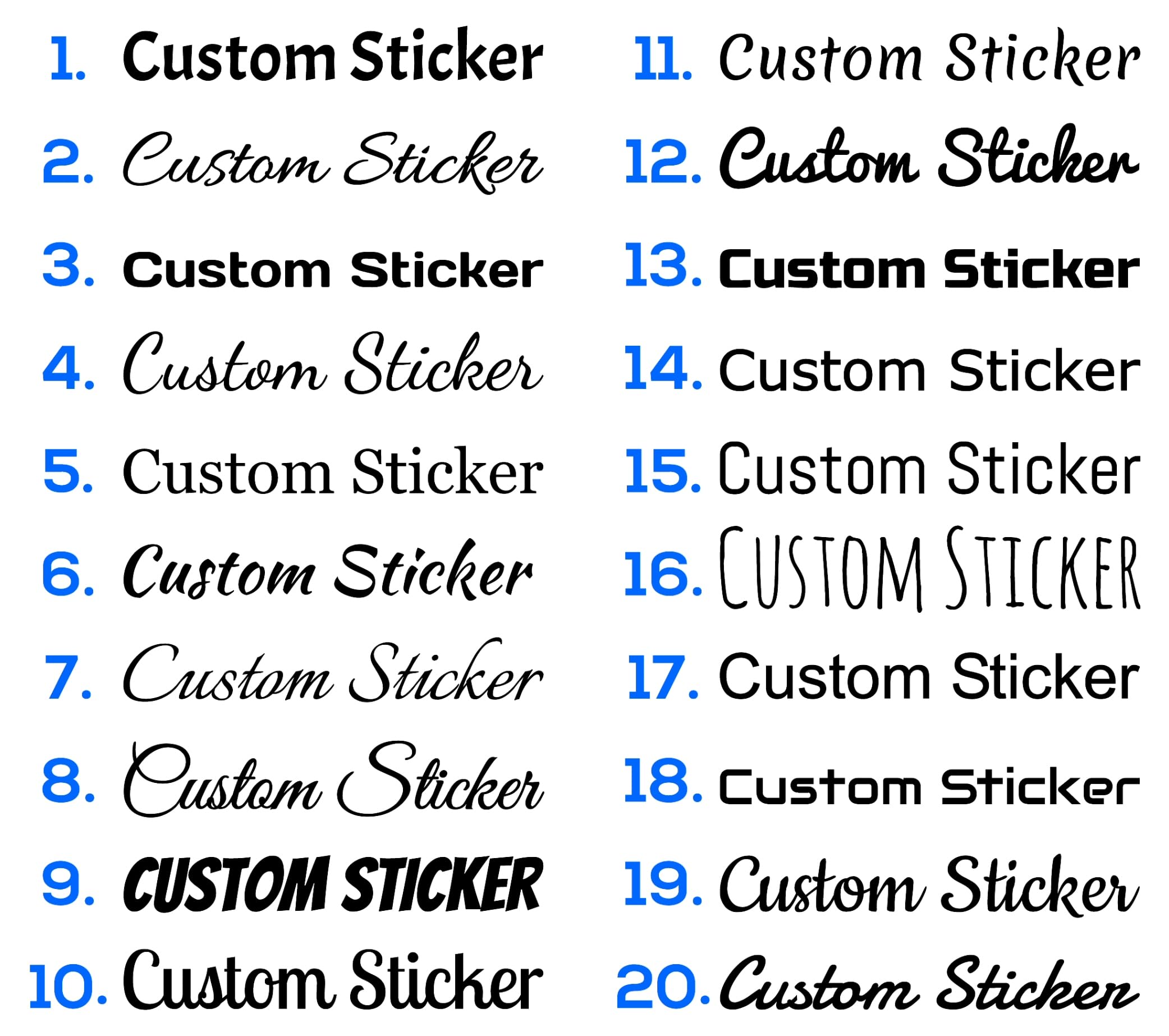 Custom Text Stickers Decals Graphics Fonts Lettering Small to Large Sizes