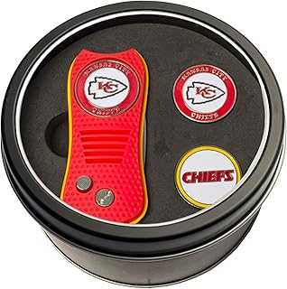 Team Golf NFL Gift Set Retractable Divot Tool with 3 Double-Sided Magnetic Ball Markers, Patented Single Prong Design, Causes Less Damage to Greens, Retractable Mechanism
