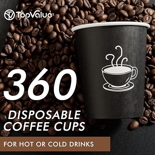Miniatura 2 de Paquete de 360 tazas de café de papel de 8 onzas, vasos desechables de papel negro para bebidas calientes, agua potable, utilizado para cafeterías,