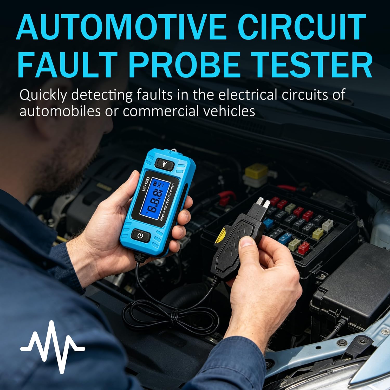 Automotive Circuit Fault Probe Tester, Cnbj-611 Automotive Parasitic Draw Current Tester, Portable 20A 48v Car Relay Fuse Blade Test, with Led Display & Front Lighting, with 23A/12v Battery