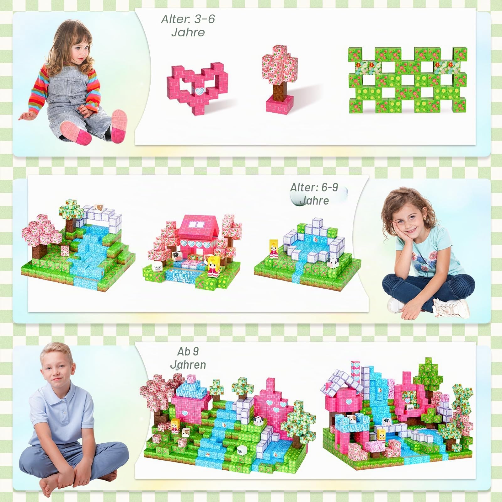 Coolzon Magnetische Bausteine Blöcke 154 Stück, Magnetbausteine Build Mine Magnete Welt Set,Montessori Spielzeug & Knobelspiele, Magnetisches Spielzeug für Jungen und Mädchen ab 3 4 5 6 7 8 9 Jahre