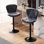 Nalupatio Tabourets à barres modernes 2, Tabourets de comptoir rembourrés en cuir faux réglables, Chaises-bar pivotantes faciles à nettoyer, Barstoils avec dos pour l'île de la cuisine, Khaki