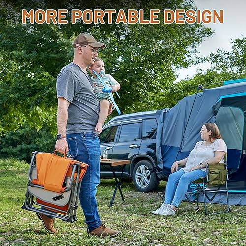 Miniatura 2 de TIMBER RIDGE Silla de aluminio para directores de campamento con bolsillo para mesa lateral, silla plegable portátil, silla de césped resistente