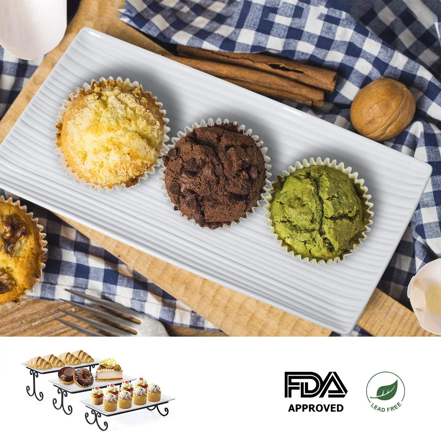 SRIWATANA Tiered Serving Stand, 3 Tier Serving Platter and Tray, Free Combination Cupcake Stand for Food, Dessert Display
