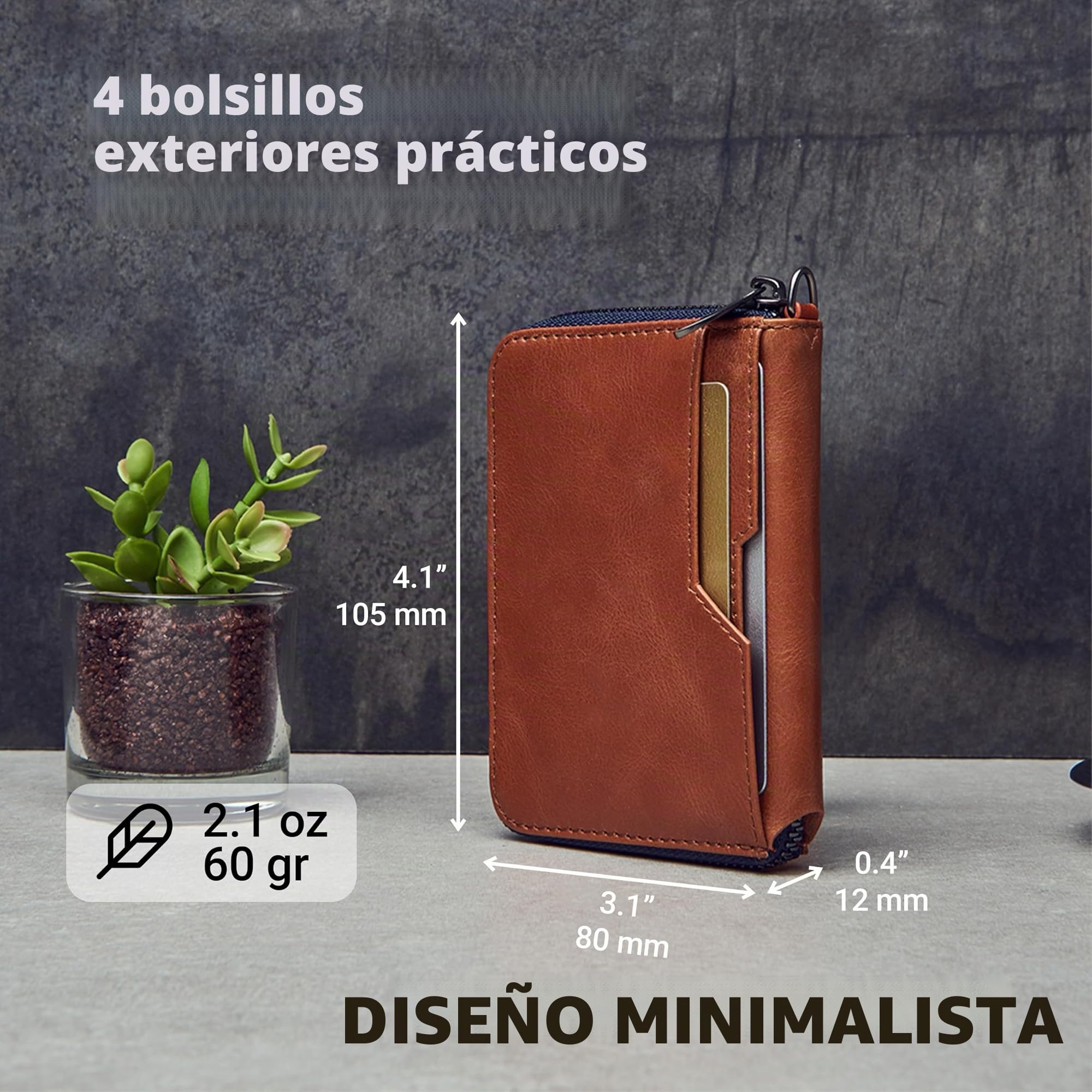 Vaultskin Notting Hill Cartera de Piel con Cremallera y RFID
