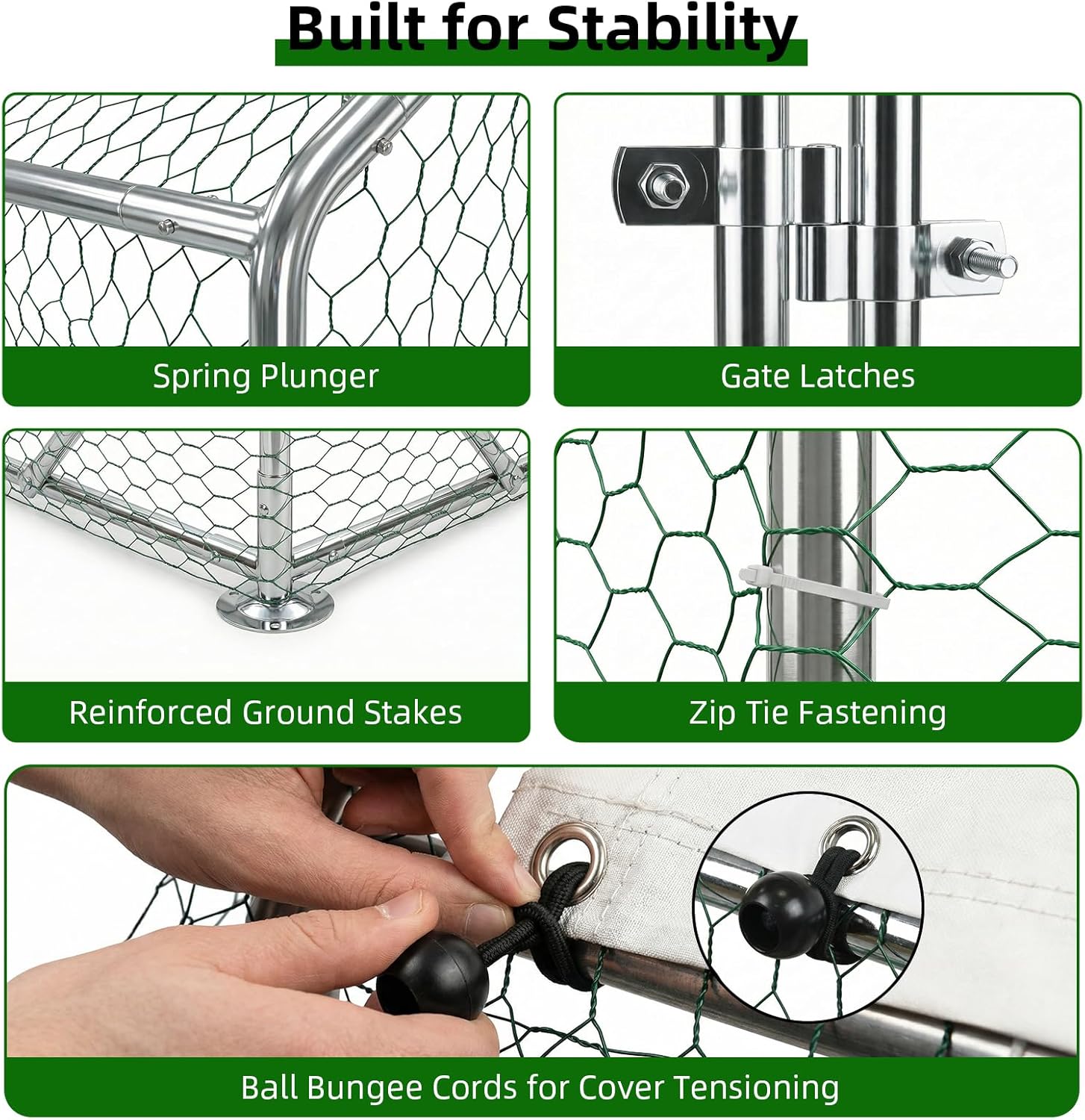 Large Metal Chicken Coop with Run, Walk-in Chicken Run Pen Poultry Cage, Water-Resistant & Anti-UV Cover, 9.5'W x 19.3'L x 6.3'H