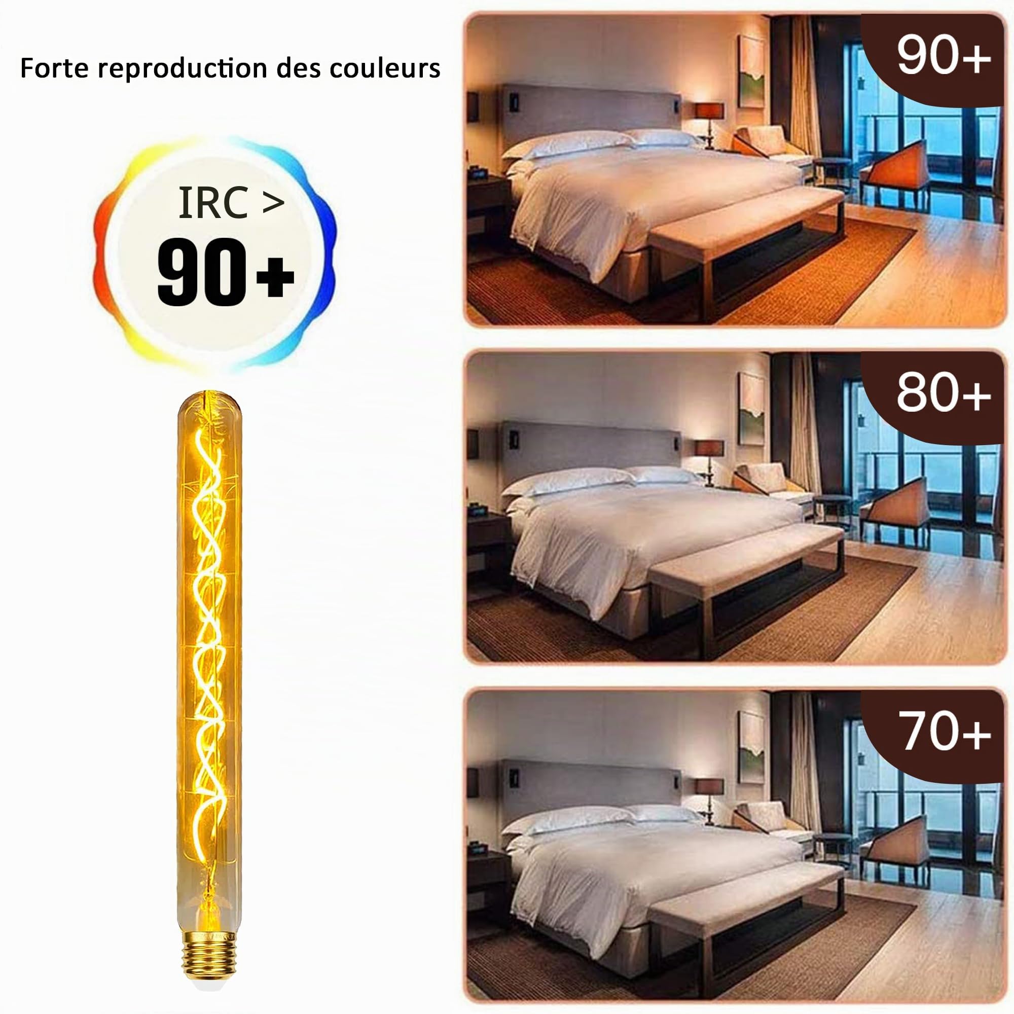 Ampoule E27 Vintage LED 4W Dimmable Edison T30 longueur 300mm - Lot de 4