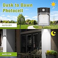 Vista 3 de YXL Paquete de 4 luces LED de pared de 30 W y 3600 lm con fotocélula del atardecer al amanecer, AC100-277V 5000K, luces LED para exteriores, IP65