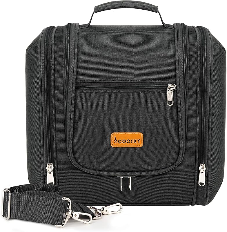 COOSKY Necessaire suspensa para viagem com 6 compartimentos, nylon, F - BLACK, 1 unidade