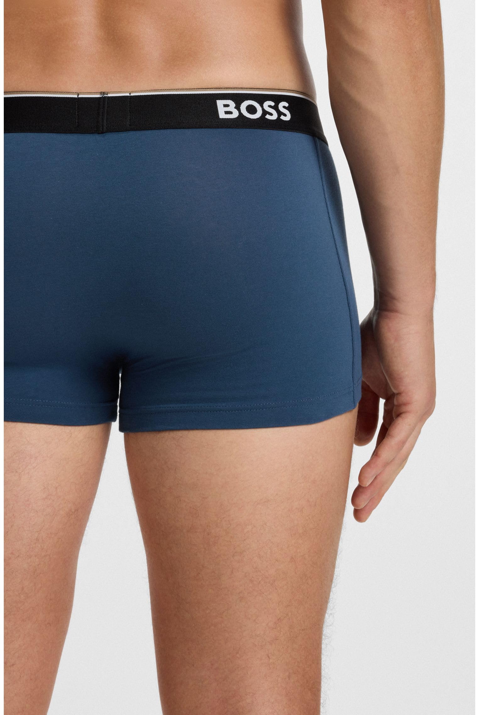 BOSS Dreierpack Eng Anliegende Boxershorts Aus Stretch-Baumwolle Mit Kurzem Bein Und Logos Am Bund