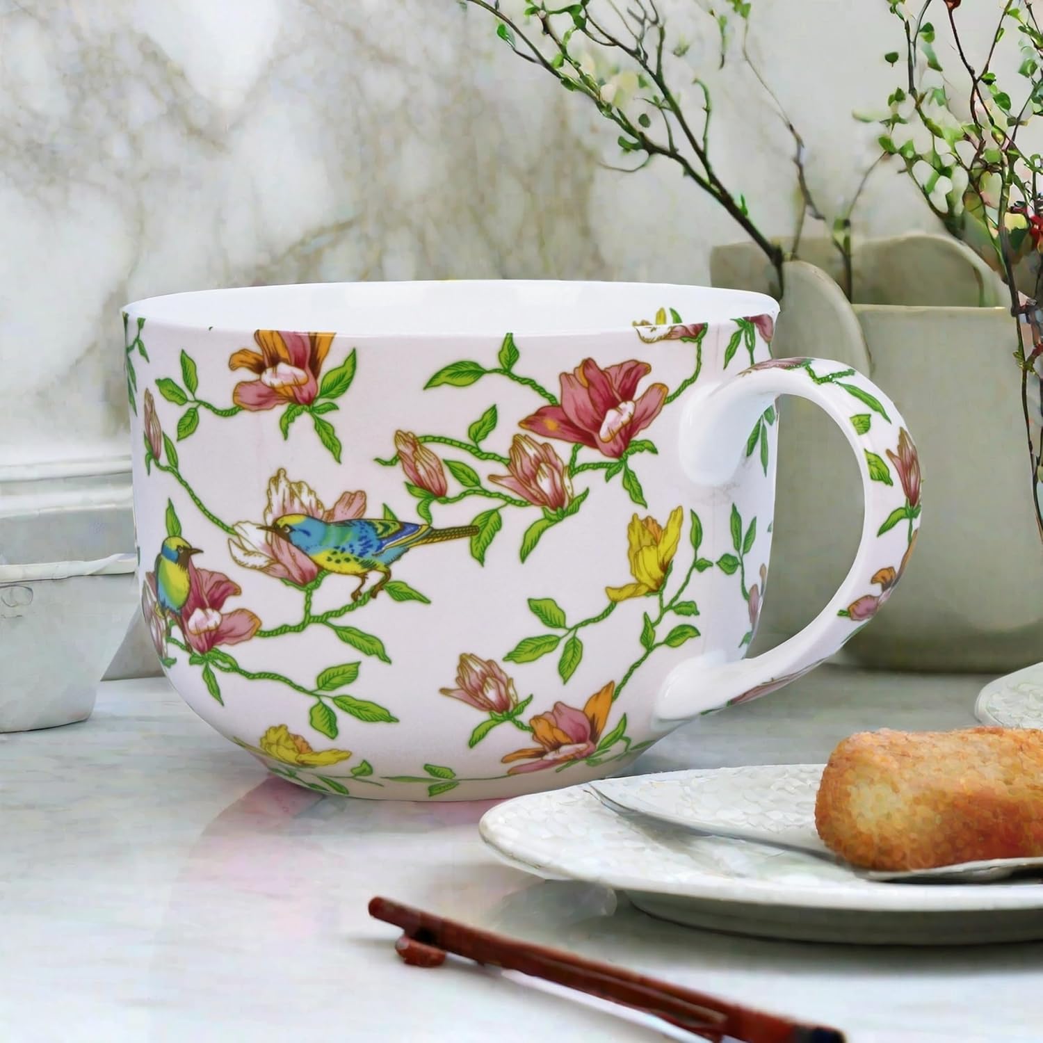 Large 24oz Coffee Cups Soup Mugs with Handles Traditional Large Cup Large Bone China Coffee Mugs Cup for Soups Cereals - Image 6