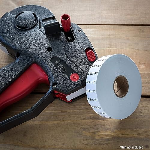 Miniatura 6 de Perco Etiquetas "Sell by" para pistola de precio Monarch 1131 - Compra 2 fundas y obtén 1 gratis. 24 rollos, 60,000 etiquetas - con rollos de tinta
