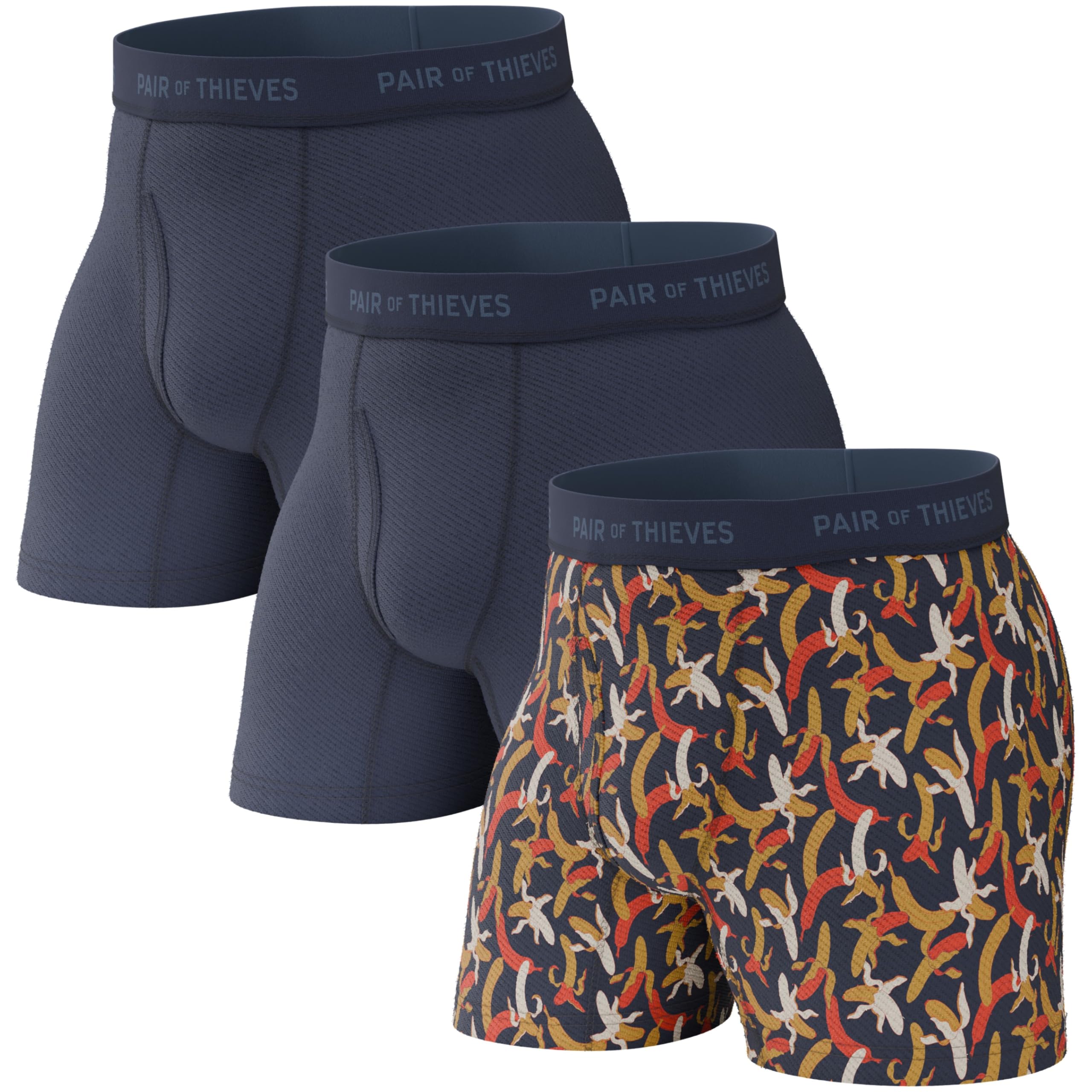 Pair of Thieves Super Fit Mens Boxer Briefs 3 Pack Navy Large
