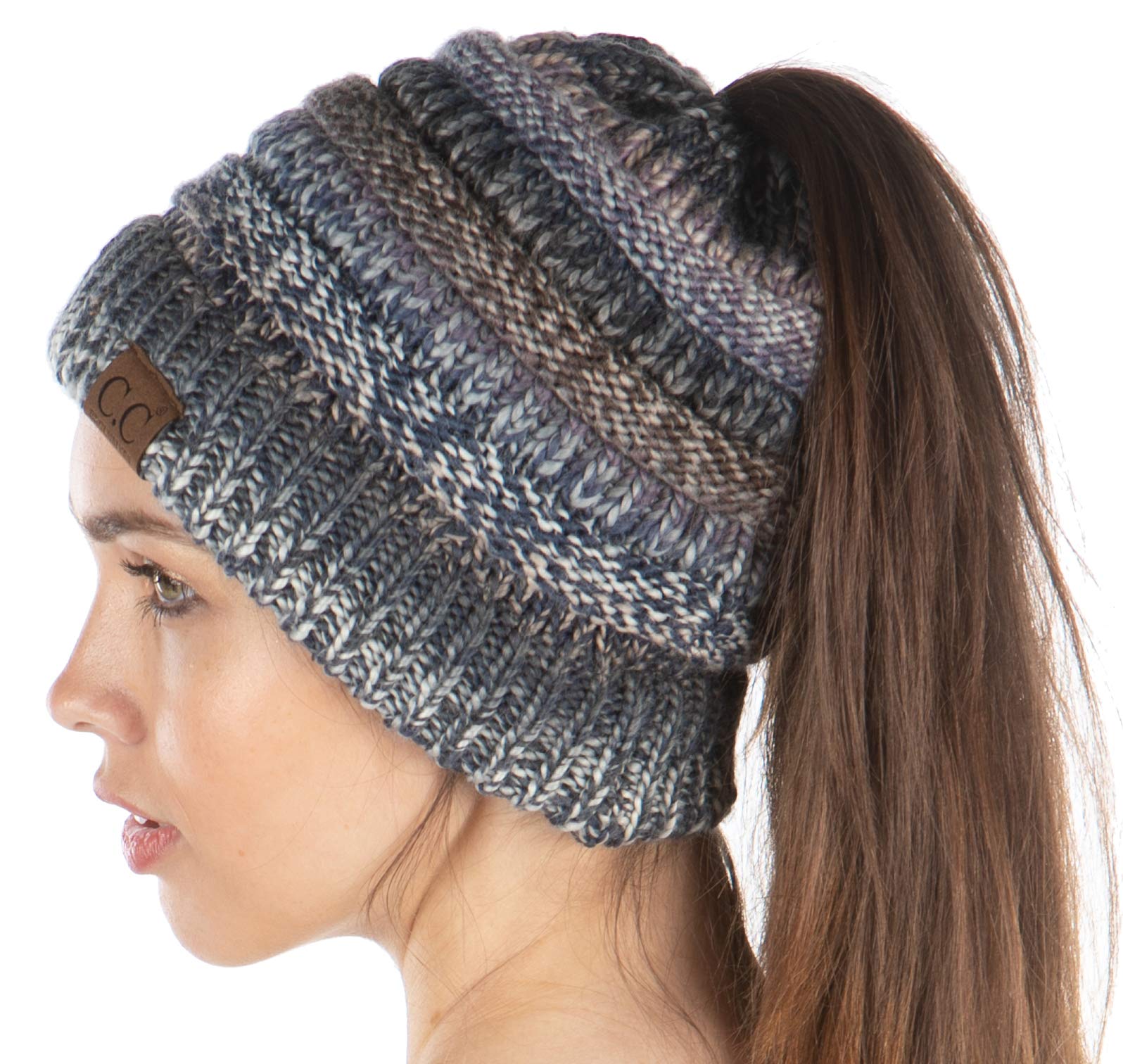 Funky JunqueExclusives BeanieTail Womens Beanie Ponytail Hat Messy Bun Skull Cap