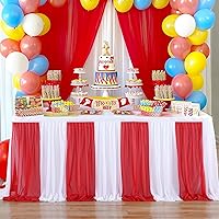 Vista 7 de Falda de mesa de 9 pies de tul blanco, falda de mesa tutú para decoración de boda, fiesta de compromiso, baby shower, cumpleaños, pastel, postres